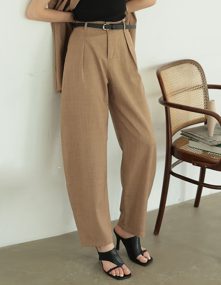 【TIME SALE 20%OFF ¥4,998⇒¥3,998】[2025 SUMMER COLLECTION][低身長/高身長サイズ有][洗える][セットアップ対応]リネンライクタックバレルレッグパンツ パンツ 人気レディースファッション通販 リエディ