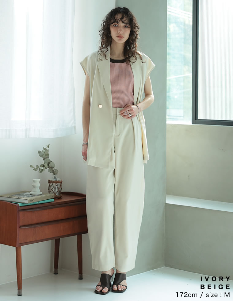 たけまる出品 リネンライクタックバレルレッグパンツ - パンツ通販 | 人気レディース