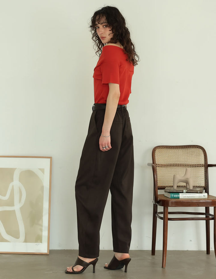 【TIME SALE 20%OFF ¥4,998⇒¥3,998】[2025 SUMMER COLLECTION][低身長/高身長サイズ有][洗える][セットアップ対応]リネンライクタックバレルレッグパンツ パンツ 人気レディースファッション通販 リエディ