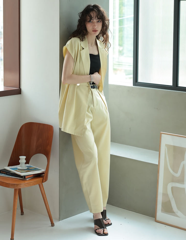 【TIME SALE 20%OFF ¥4,998⇒¥3,998】[2025 SUMMER COLLECTION][低身長/高身長サイズ有][洗える][セットアップ対応]リネンライクタックバレルレッグパンツ パンツ 人気レディースファッション通販 リエディ