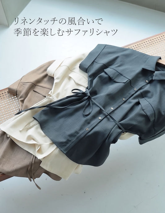 [新色追加]リネンライク金ボタンサファリシャツ[mb] トップス 人気レディースファッション通販 リエディ