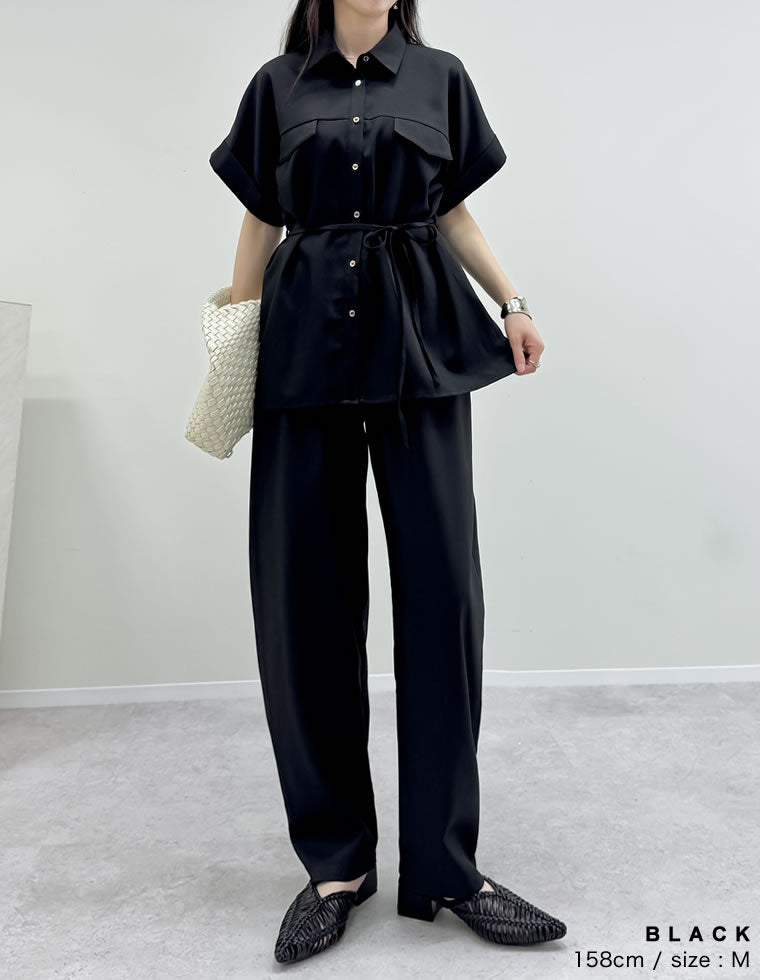 リネンライク金ボタンサファリシャツ - トップス通販 | 人気レディース