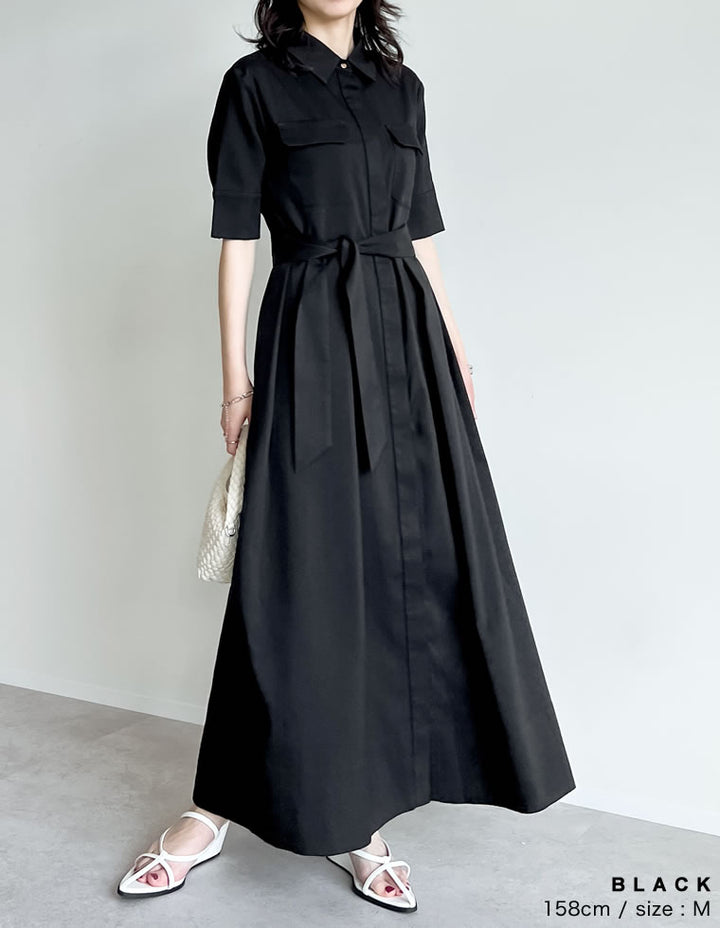 【TIME SALE 20%OFF ¥5,998⇒¥4,798】[2025 SUMMER COLLECTION][低身長サイズ有][洗える]リネンライクウエストリボン付きＡラインシャツワンピース ワンピース 人気レディースファッション通販 リエディ