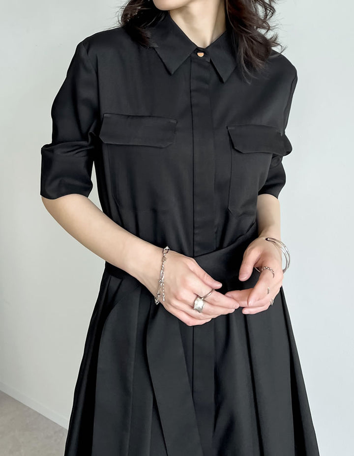 【TIME SALE 20%OFF ¥5,998⇒¥4,798】[2025 SUMMER COLLECTION][低身長サイズ有][洗える]リネンライクウエストリボン付きＡラインシャツワンピース ワンピース 人気レディースファッション通販 リエディ