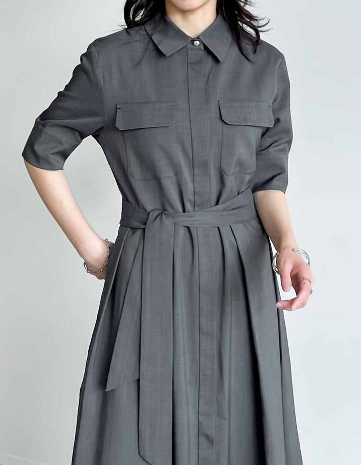【TIME SALE 20%OFF ¥5,998⇒¥4,798】[2025 SUMMER COLLECTION][低身長サイズ有][洗える]リネンライクウエストリボン付きＡラインシャツワンピース ワンピース 人気レディースファッション通販 リエディ