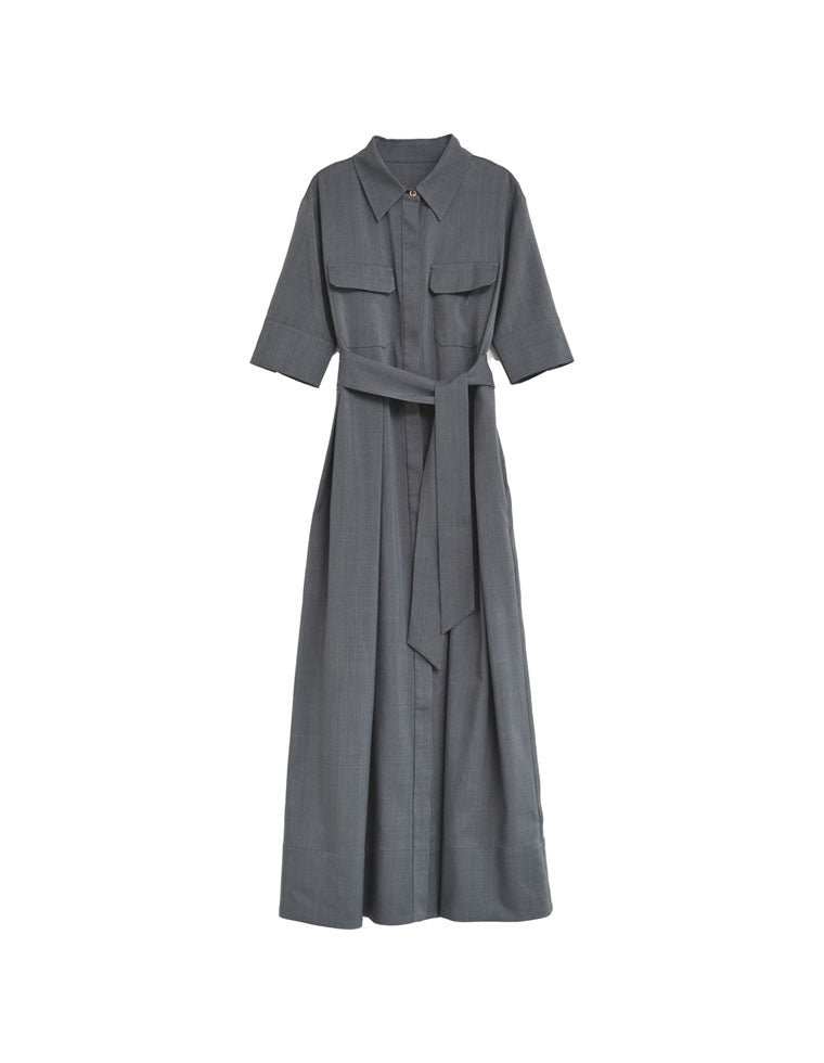 美品♪23区 コットンリネン ウエストリボン ロングシャツワンピース リネンライクシャツワンピース - ワンピース通販 | 人気レディース
