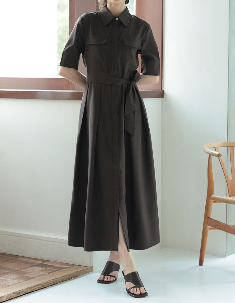 リネンライクシャツワンピース - ワンピース通販 | 人気レディース