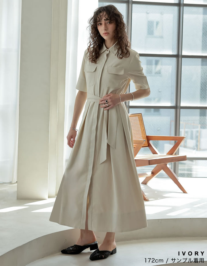 【TIME SALE 20%OFF ¥5,998⇒¥4,798】[2025 SUMMER COLLECTION][低身長サイズ有][洗える]リネンライクウエストリボン付きＡラインシャツワンピース ワンピース 人気レディースファッション通販 リエディ