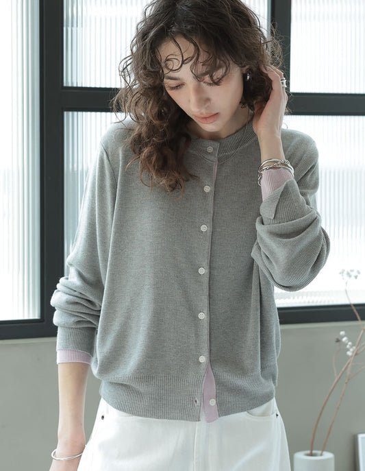 配色レイヤード風ニットカーディガン トップス 人気レディースファッション通販 リエディ