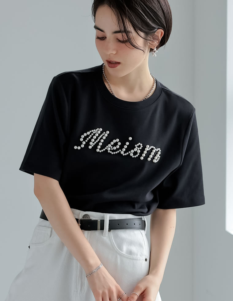 スムースコットンパールロゴTシャツ - トップス通販 | 人気レディース
