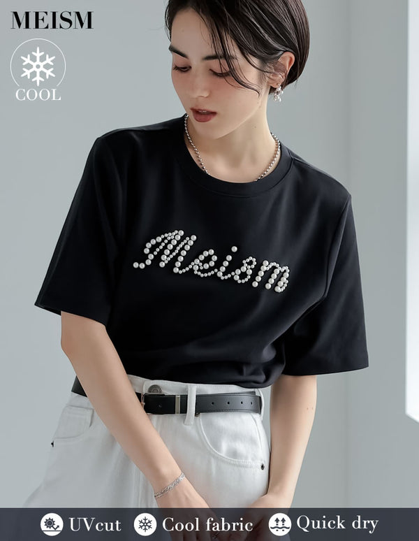 【MORE SALE 15%OFF】[2025 SUMMER COLLECTION][MEISM by Re:EDIT][大きいサイズ有][UVカット][接触冷感][吸水][速乾]スムースコットンパールロゴTシャツ