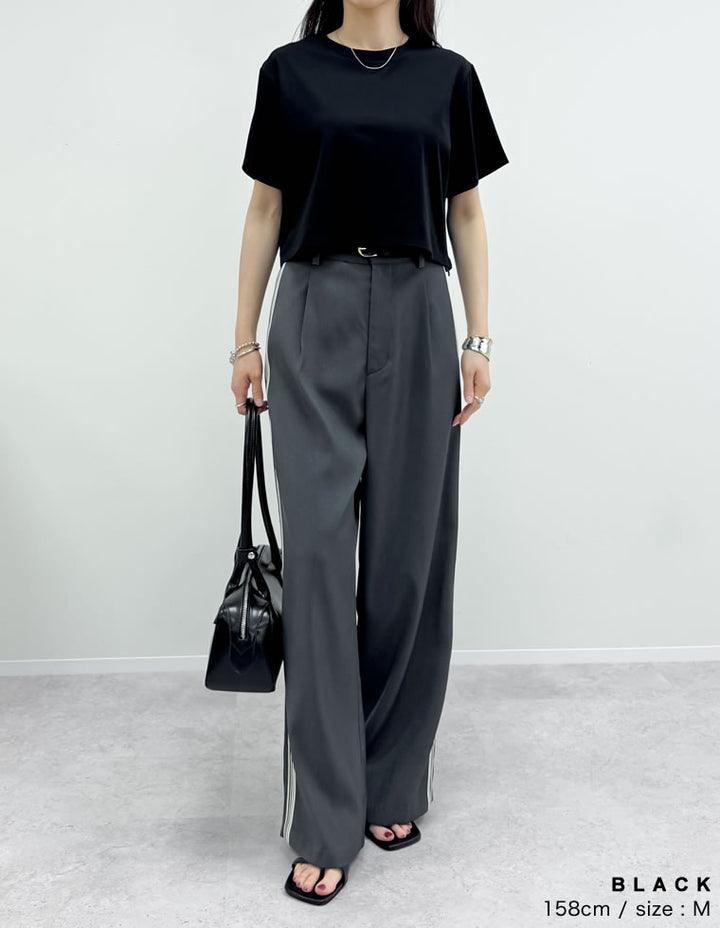 【TIME SALE 10%OFF ¥2,998⇒¥2,698】[2025 SUMMER COLLECTION]セミクロップド半袖Tシャツ[mb] トップス 人気レディースファッション通販 リエディ