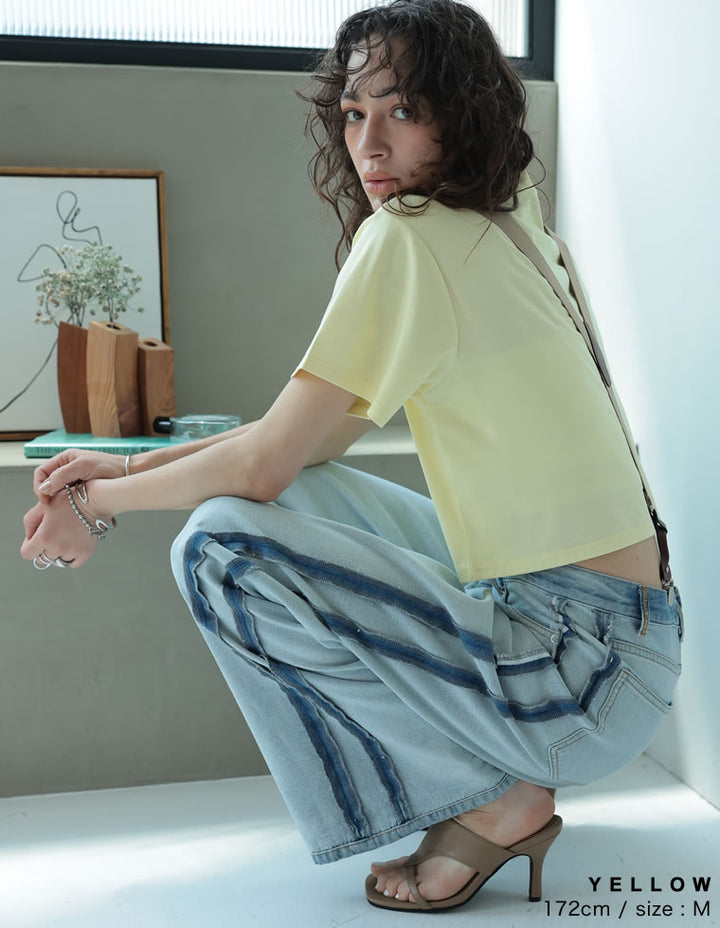 【TIME SALE 10%OFF ¥2,998⇒¥2,698】[2025 SUMMER COLLECTION]セミクロップド半袖Tシャツ[mb] トップス 人気レディースファッション通販 リエディ