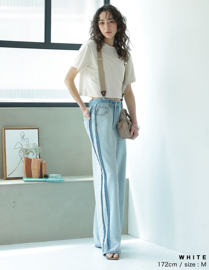 【TIME SALE 10%OFF ¥2,998⇒¥2,698】[2025 SUMMER COLLECTION]セミクロップド半袖Tシャツ[mb] トップス 人気レディースファッション通販 リエディ