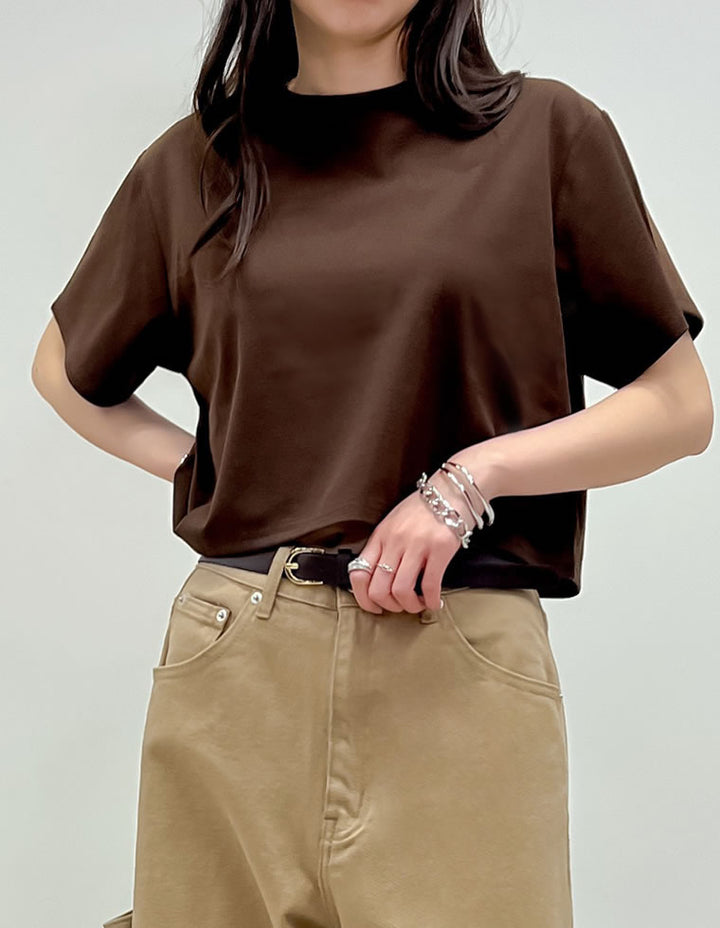 【TIME SALE 10%OFF ¥2,998⇒¥2,698】[2025 SUMMER COLLECTION]セミクロップド半袖Tシャツ[mb] トップス 人気レディースファッション通販 リエディ