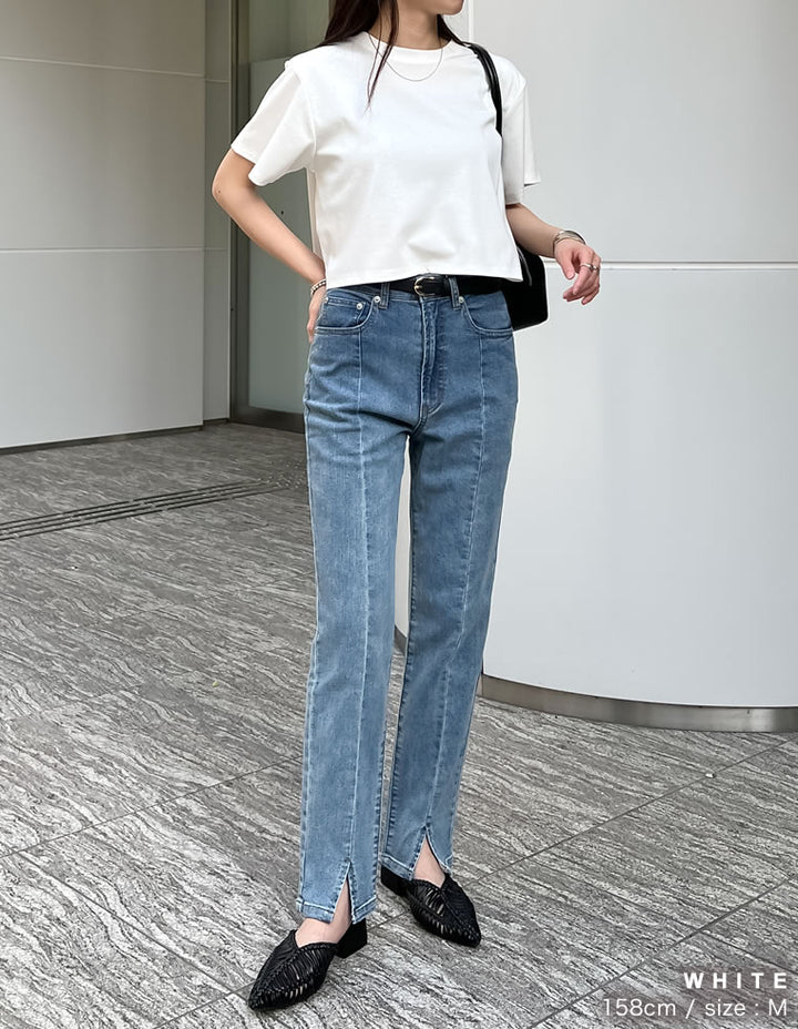 【TIME SALE 10%OFF ¥2,998⇒¥2,698】[2025 SUMMER COLLECTION]セミクロップド半袖Tシャツ[mb] トップス 人気レディースファッション通販 リエディ