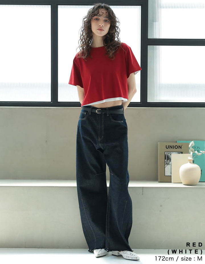 【TIME SALE 10%OFF ¥2,998⇒¥2,698】[2025 SUMMER COLLECTION]セミクロップド半袖Tシャツ[mb] トップス 人気レディースファッション通販 リエディ