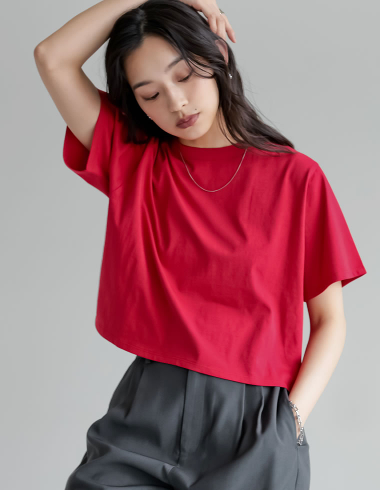 セミクロップド半袖Tシャツ - トップス通販 | 人気レディース
