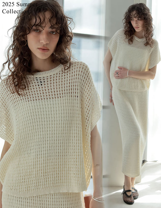 【FINAL SALE 10%OFF】[2025 SUMMER COLLECTION]前後2WAYメッシュニットトップス