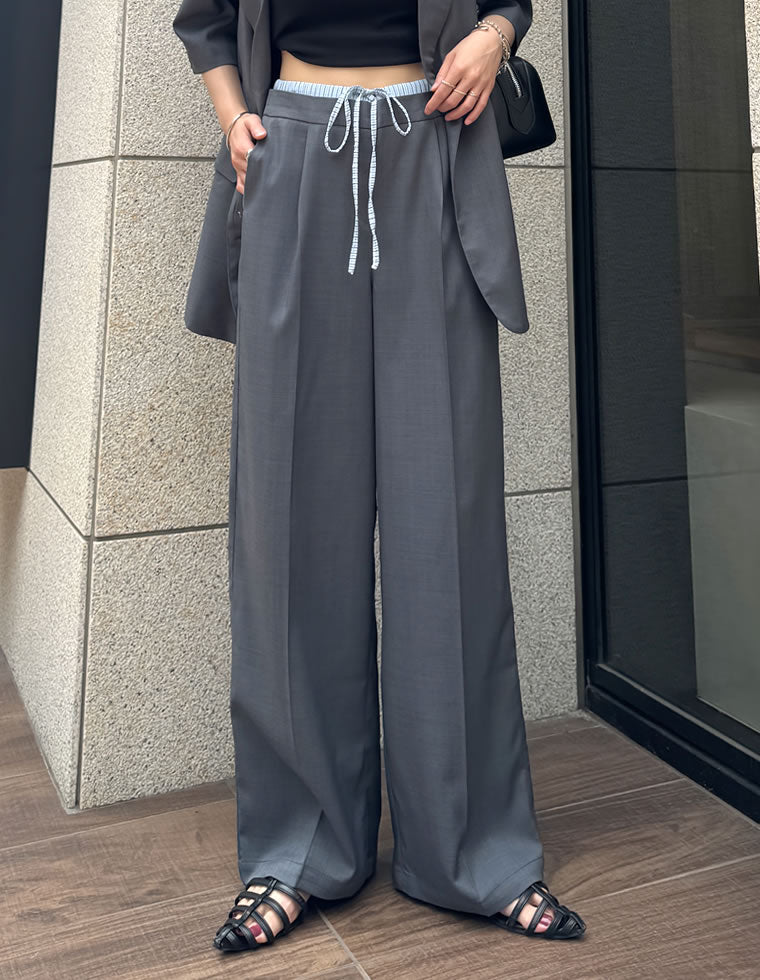 リネンライクダブルウエストスラックス - パンツ通販 | 人気レディース