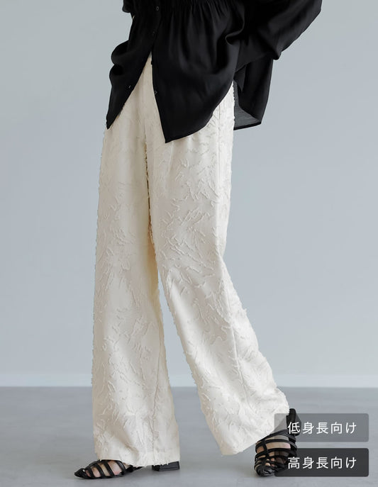 【TIME SALE 20%OFF ¥6,998⇒¥5,598】[2025 SUMMER COLLECTION][低身長/高身長サイズ有]ジャガードオパールフリンジストレートパンツ パンツ 人気レディースファッション通販 リエディ