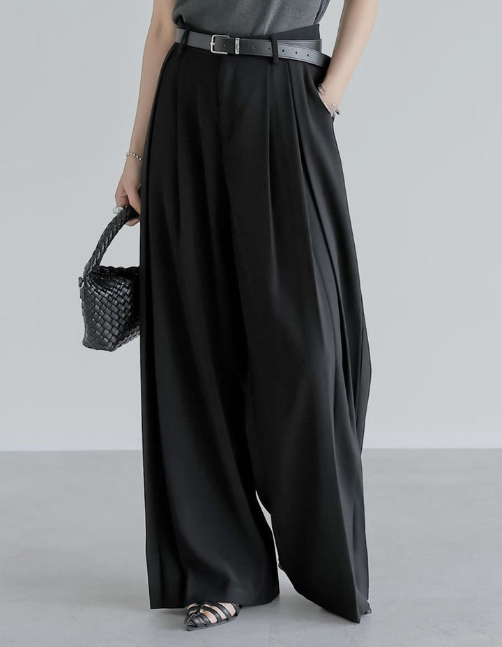 【TIME SALE 10%OFF ¥4,998⇒¥4,498】[2025 SUMMER COLLECTION][低身長/高身長/大きいサイズ有]タックプリーツワイドパンツ パンツ 人気レディースファッション通販 リエディ
