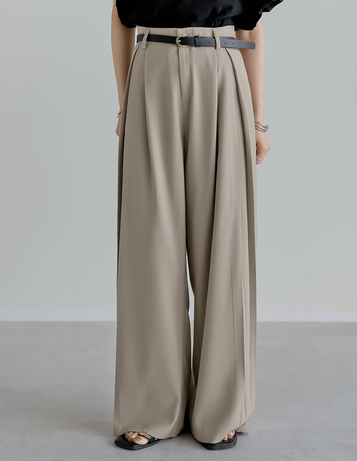 【TIME SALE 10%OFF ¥4,998⇒¥4,498】[2025 SUMMER COLLECTION][低身長/高身長/大きいサイズ有]タックプリーツワイドパンツ パンツ 人気レディースファッション通販 リエディ