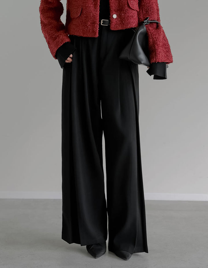 [2025AW COLLECTION][低身長/高身長/大きいサイズ有]タックプリーツワイドパンツ パンツ 人気レディースファッション通販 リエディ