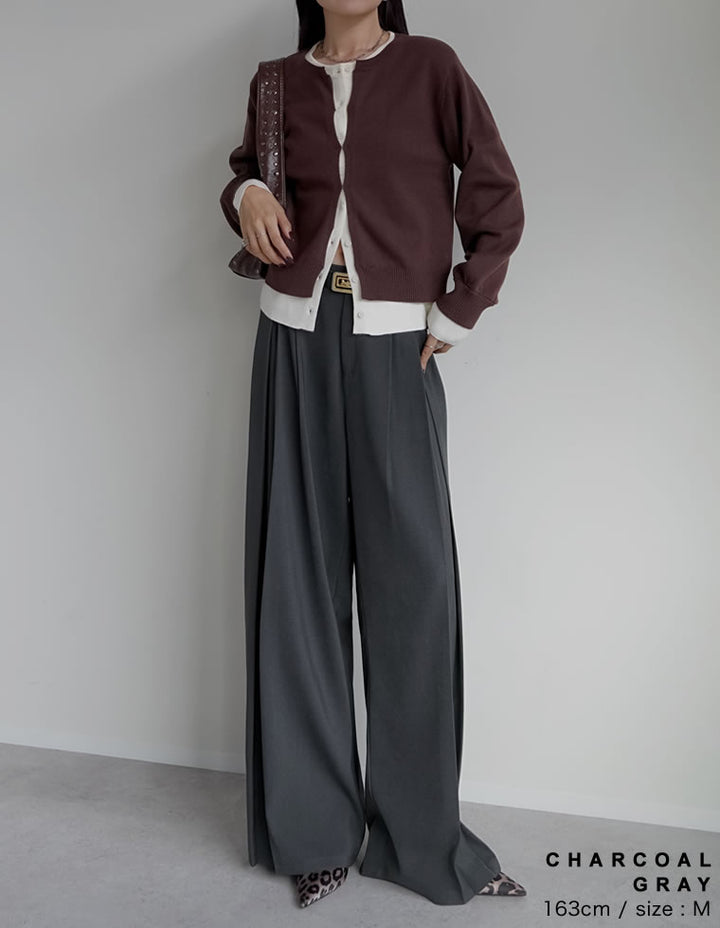 [2025AW COLLECTION][低身長/高身長/大きいサイズ有]タックプリーツワイドパンツ パンツ 人気レディースファッション通販 リエディ