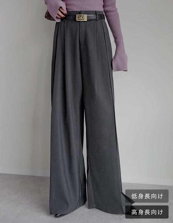 [2025AW COLLECTION][低身長/高身長/大きいサイズ有]タックプリーツワイドパンツ