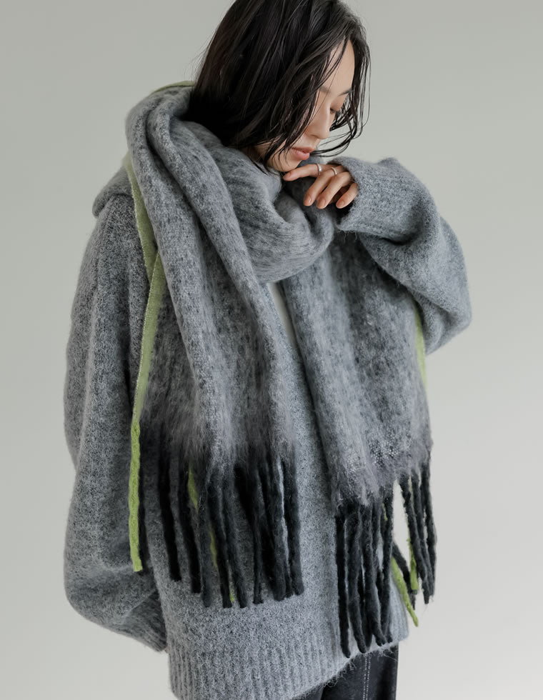 アミパリ　マフラー（グリーングレー）　保存袋付き アミパリ マフラー（グリーングレー） 保存袋付き