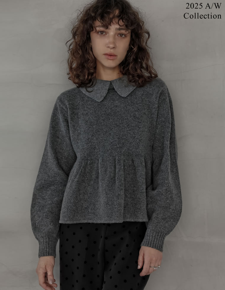 襟付きペプラムニットトップス - トップス通販 | 人気レディース