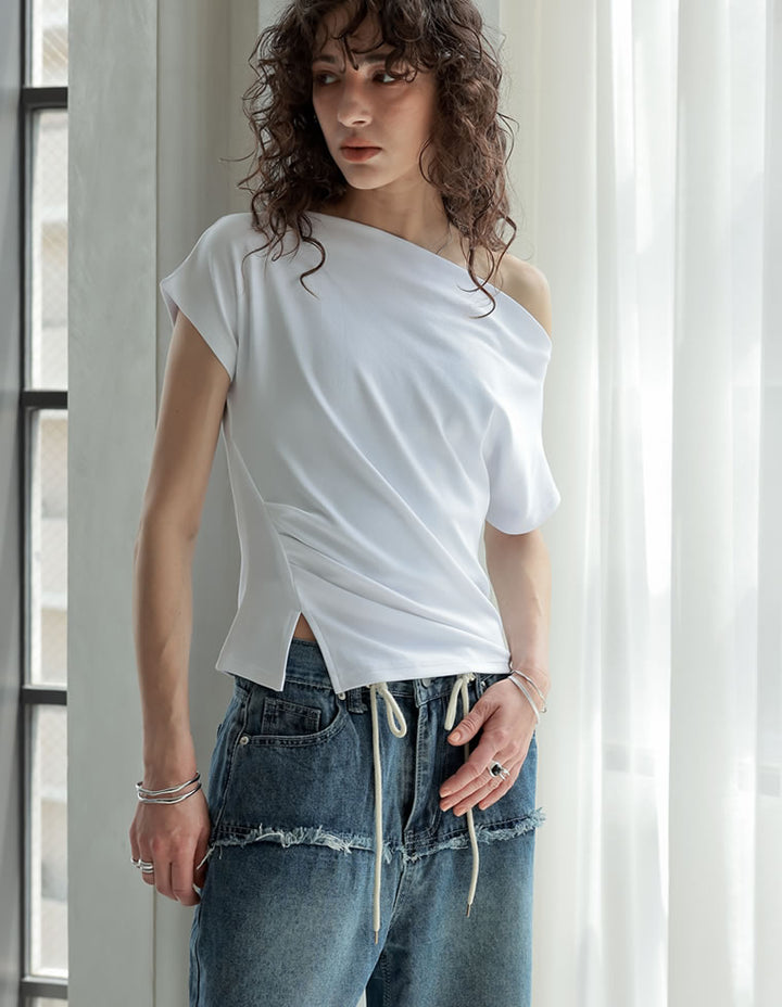 【TIME SALE 20%OFF ¥3,979⇒¥3,183】[2025 SUMMER COLLECTION][接触冷感]マシュマロカットソーワンショルダーTシャツ[mb] トップス 人気レディースファッション通販 リエディ