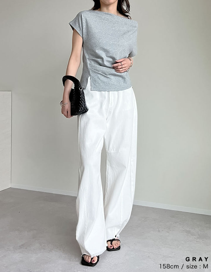 【TIME SALE 20%OFF ¥3,979⇒¥3,183】[2025 SUMMER COLLECTION][接触冷感]マシュマロカットソーワンショルダーTシャツ[mb] トップス 人気レディースファッション通販 リエディ