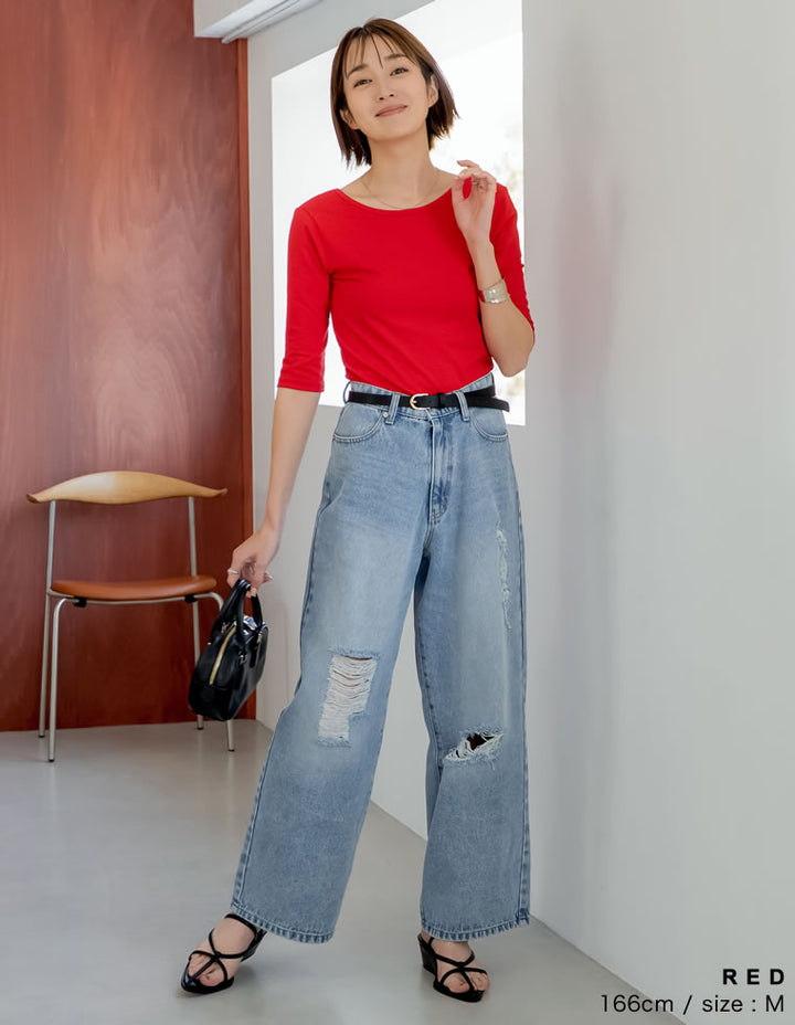 【TIME SALE 10%OFF ¥2,998⇒¥2,698】バックオープン前後2WAY天竺カットソーＴシャツ[mb] トップス 人気レディースファッション通販 リエディ