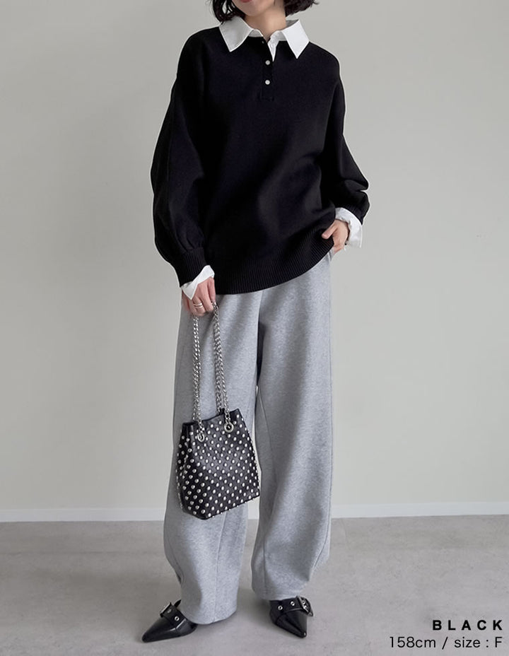 [新色追加]シャツ襟付きポロスポンジニットトップス トップス 人気レディースファッション通販 リエディ