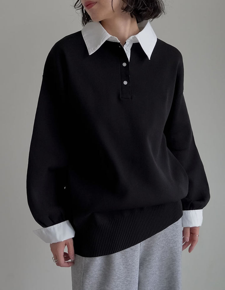[新色追加]シャツ襟付きポロスポンジニットトップス トップス 人気レディースファッション通販 リエディ