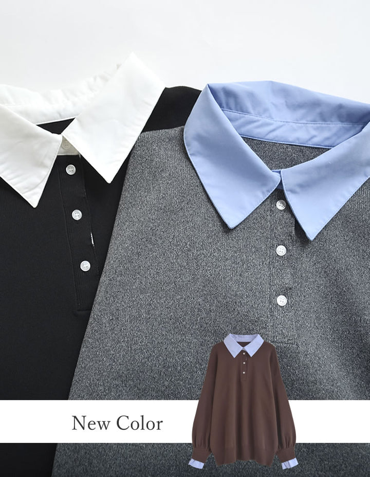 [新色追加]シャツ襟付きポロスポンジニットトップス トップス 人気レディースファッション通販 リエディ