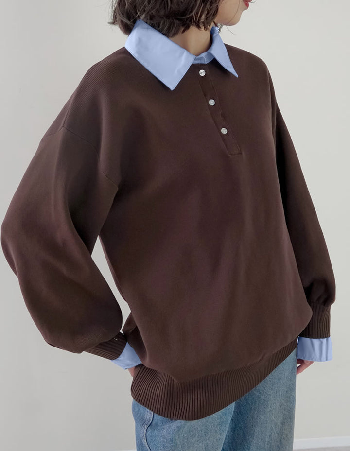 [新色追加]シャツ襟付きポロスポンジニットトップス トップス 人気レディースファッション通販 リエディ