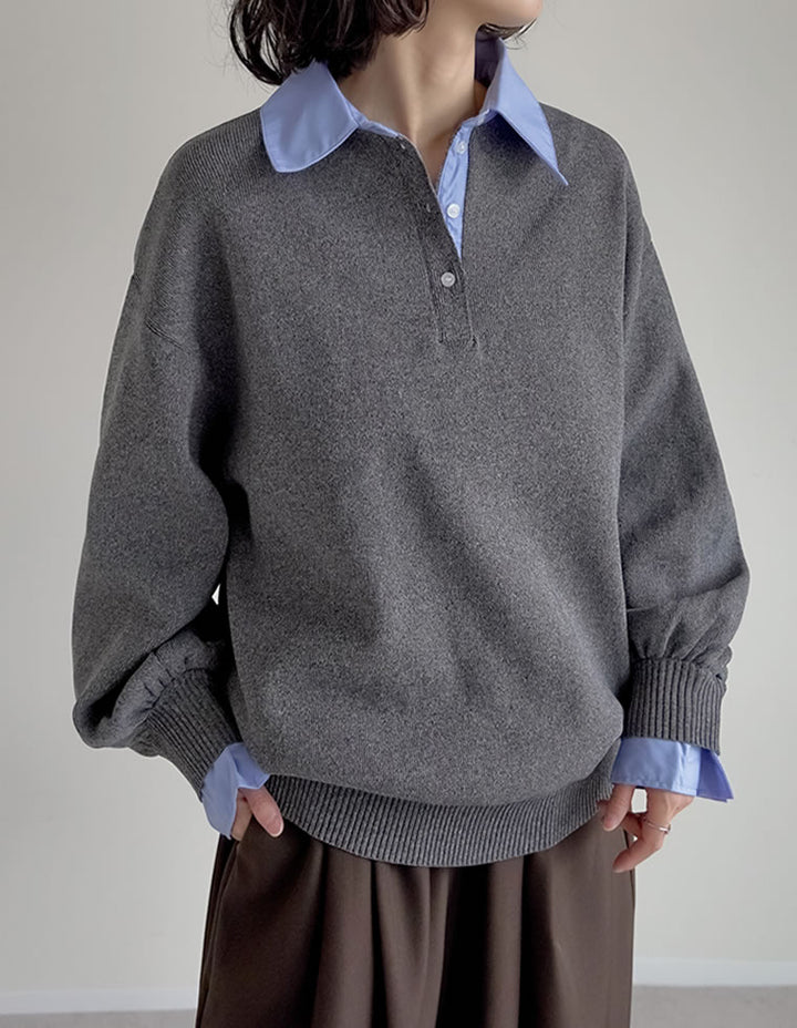 [新色追加]シャツ襟付きポロスポンジニットトップス トップス 人気レディースファッション通販 リエディ