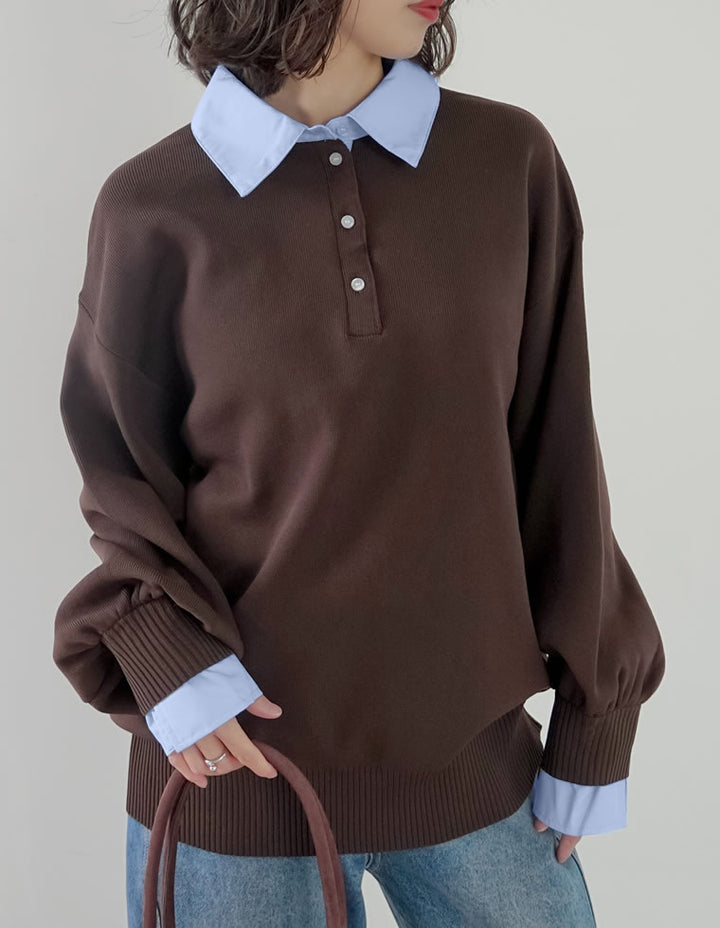[新色追加]シャツ襟付きポロスポンジニットトップス トップス 人気レディースファッション通販 リエディ