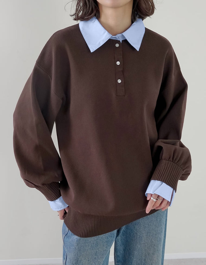[新色追加]シャツ襟付きポロスポンジニットトップス トップス 人気レディースファッション通販 リエディ