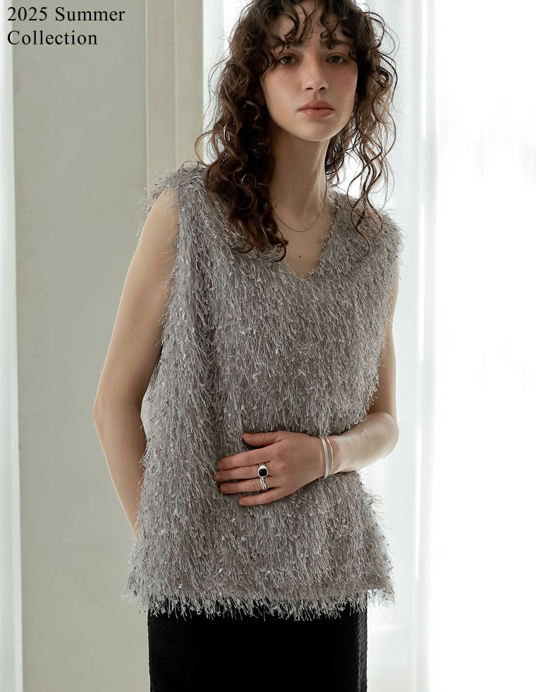 BEAUTY&YOUTH フリンジノースリーブトップス BEAUTY&YOUTH UNITED ARROWS（ビューティーアンドユースユナイテッド