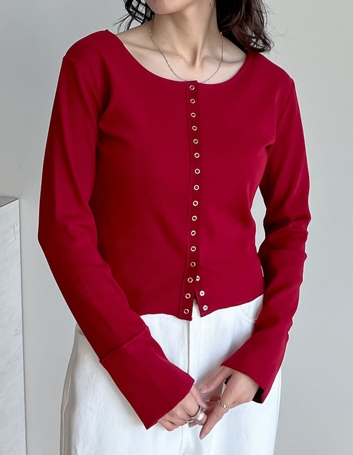 【TIME SALE 20%OFF ¥4,499⇒¥3,599】[2025 SUMMER COLLECTION]リブカットソースナップボタンカーディガン トップス 人気レディースファッション通販 リエディ