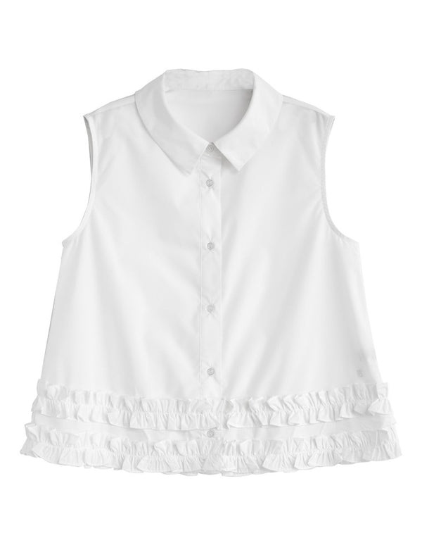 【TIME SALE 20%OFF ¥4,998⇒¥3,998】ブロード裾フリルノースリーブブラウス[mb] トップス 人気レディースファッション通販 リエディ