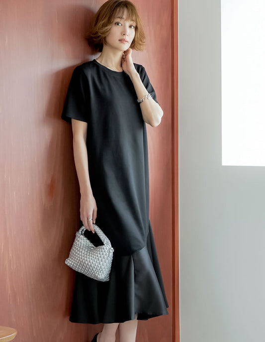 【TIME SALE 20%OFF ¥5,998⇒¥4,798】[接触冷感][低身長サイズ有]冷感マシュマロカットソー切り替えワンピース ワンピース 人気レディースファッション通販 リエディ