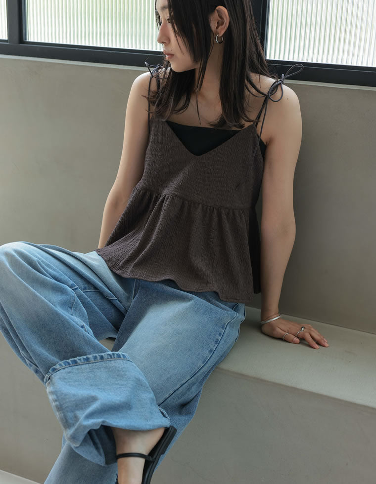 カットジャガードリボンペプラムビスチェ - トップス通販 | 人気