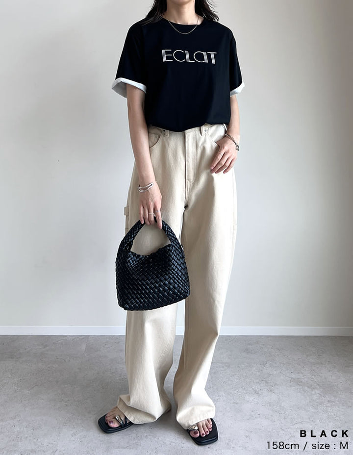 【TIME SALE 25%OFF ¥3,498⇒¥2,623】[2025 SUMMER COLLECTION][接触冷感]配色スリーブ半袖ロゴTシャツ[mb] トップス 人気レディースファッション通販 リエディ