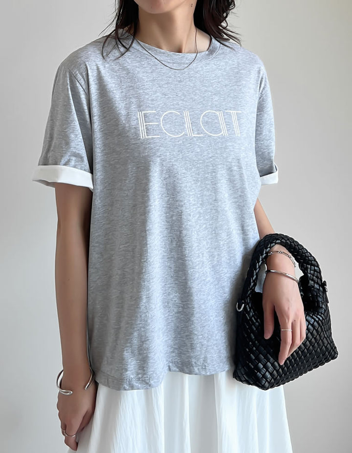 【TIME SALE 25%OFF ¥3,498⇒¥2,623】[2025 SUMMER COLLECTION][接触冷感]配色スリーブ半袖ロゴTシャツ[mb] トップス 人気レディースファッション通販 リエディ