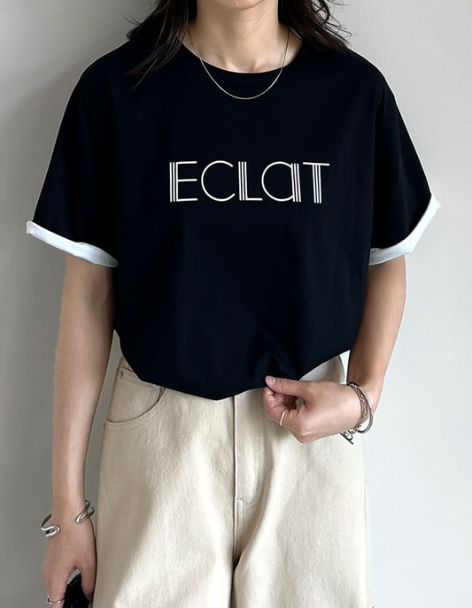 【FINAL SALE 20%OFF】[2025 SUMMER COLLECTION][接触冷感]配色スリーブ半袖ロゴTシャツ[mb]